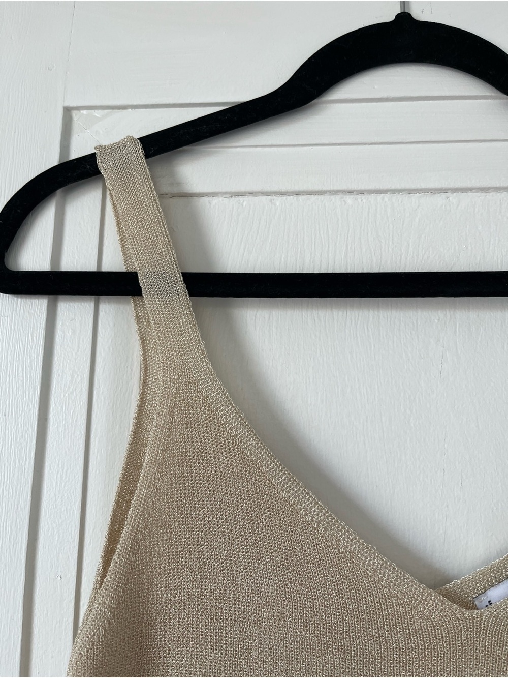 Mango Metallic Gold V-Neck Knit Tank - Picture 2 of 6